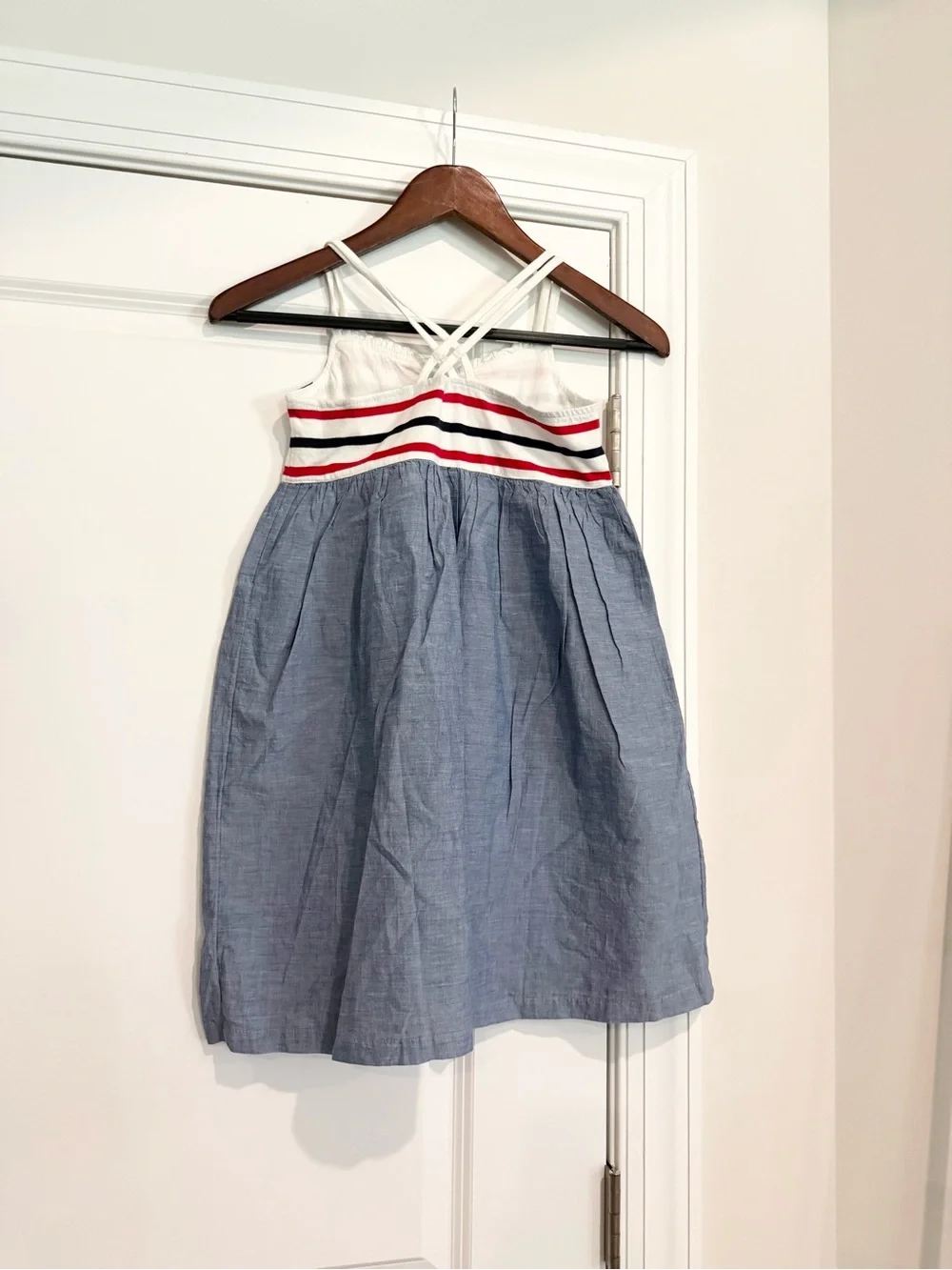 NWT GAP Red, White & Blue Striped Bodice Chambray Dress